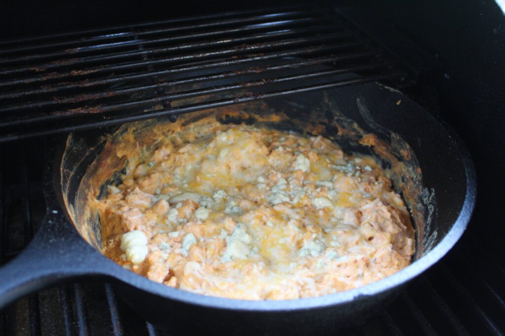 DipOnSmoker buffalo chicken dip on smoker