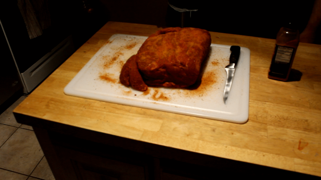 Pork Butt with Rub applied