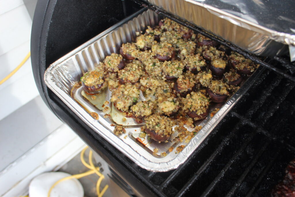 mushrooms on smoker