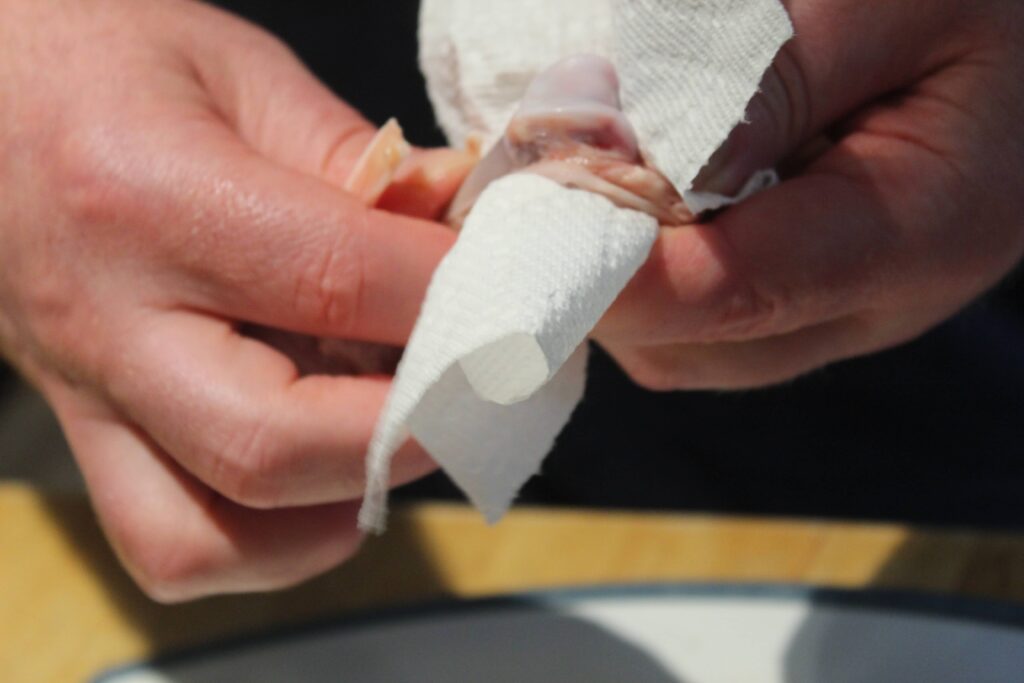 clean end of drumstick