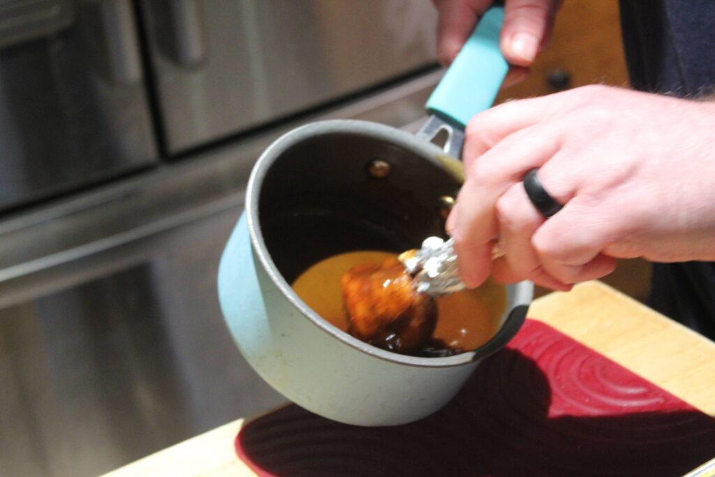 dunk the lollipops in bbq sauce